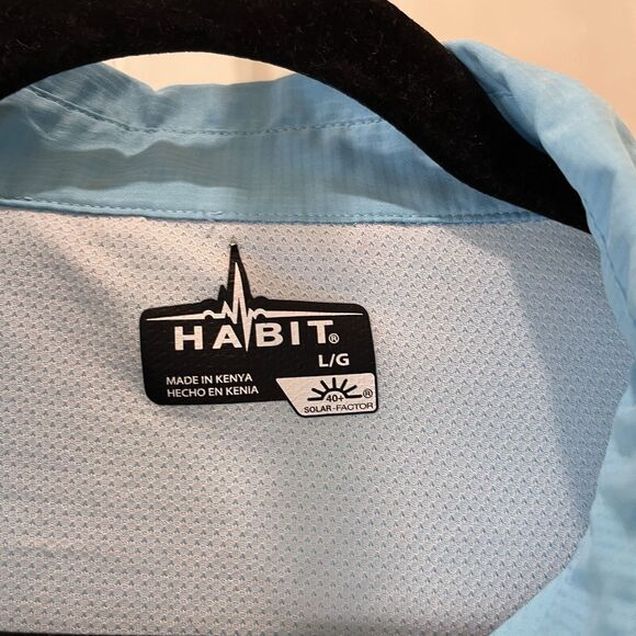 Habit Shirt Mens Size L Blue Pockets Vented 40+ Solar-Factor Short Sleeve - Picture 4 of 9